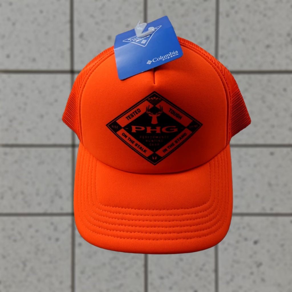 Vintage Columbia Hat Cap Mens One Size Blaze Orange Adjustable Snap Back PHG Outdoor Hunting Size 44L - 1 Thumbnail
