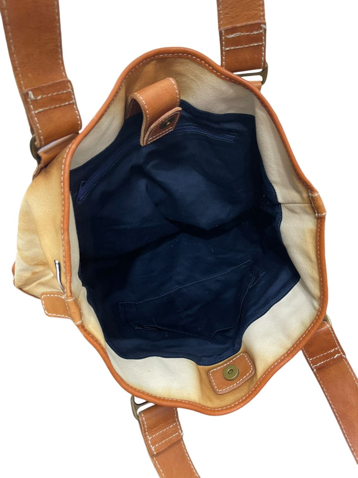 Genuine Leather Leather Cotton Canvas Vtg Tommy Hilfiger Tote Bag 4🟩 Size ONE SIZE - 20 Thumbnail