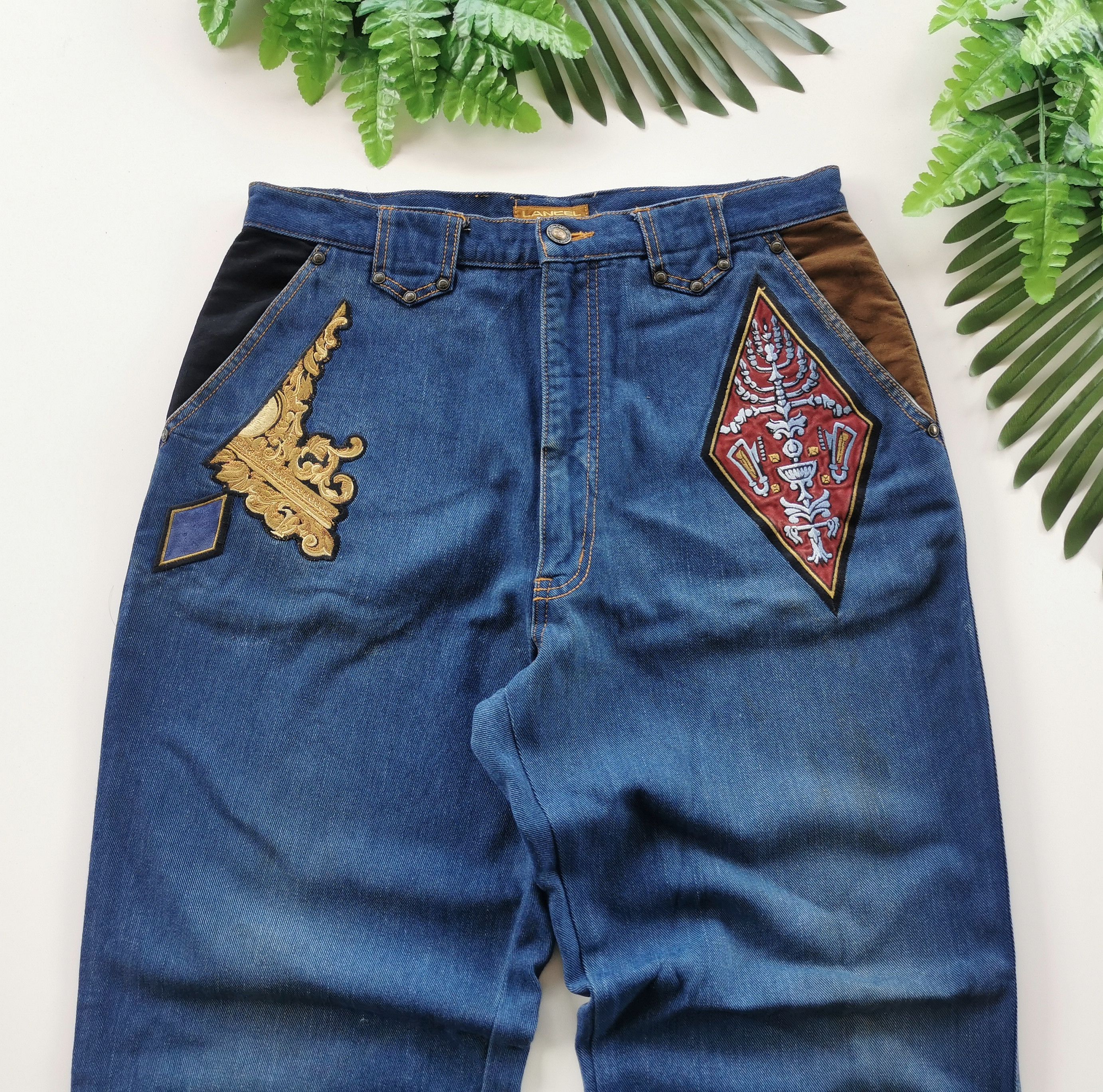 Lancel Vintage Lancel Paris Patches Rayon Denim Jeans Size US 33 - 3 Thumbnail