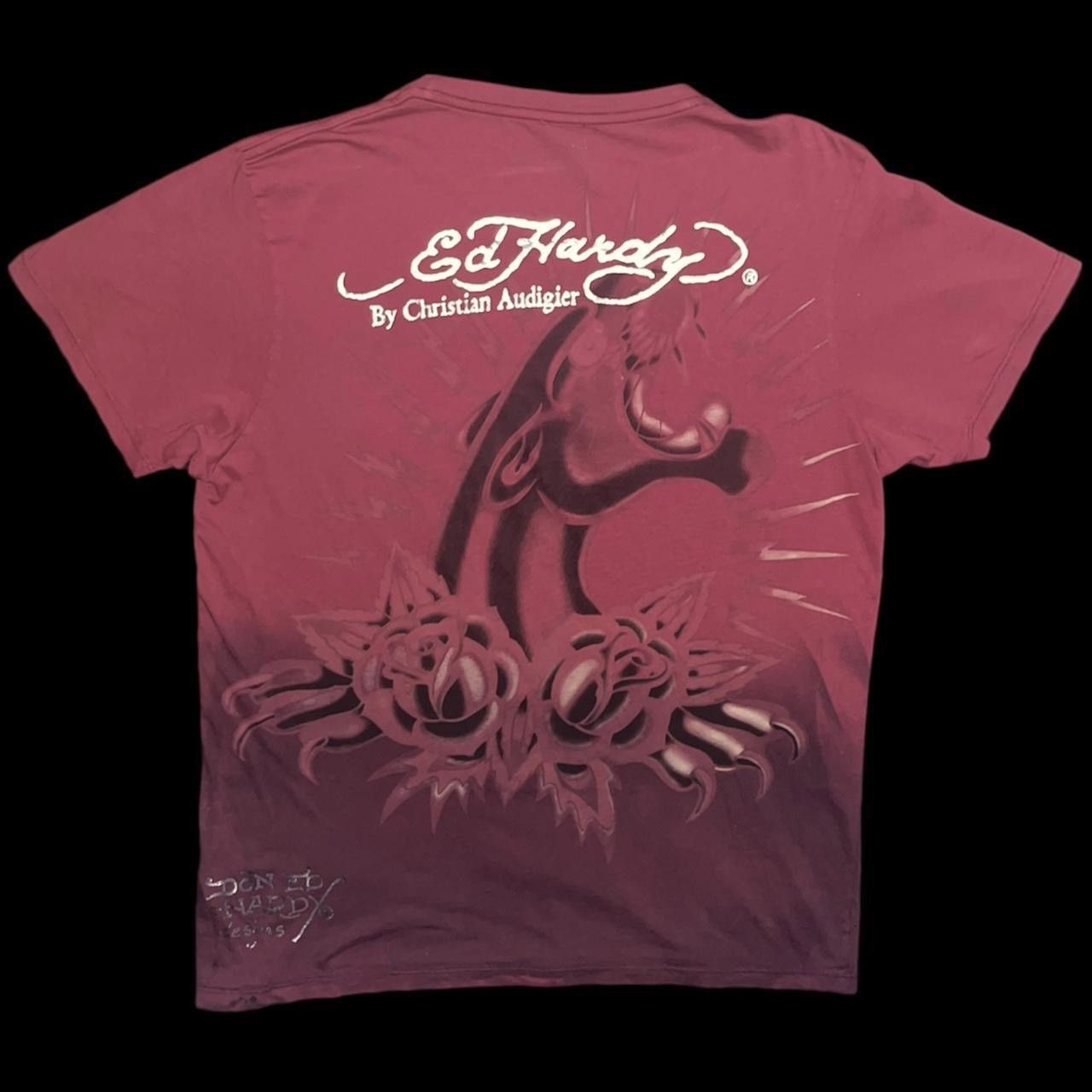 Ed Hardy × Vintage Vintage Ed Hardy Two Tone Rose & Panther Emo Tee Size US XXL / EU 58 / 5 - 4 Thumbnail