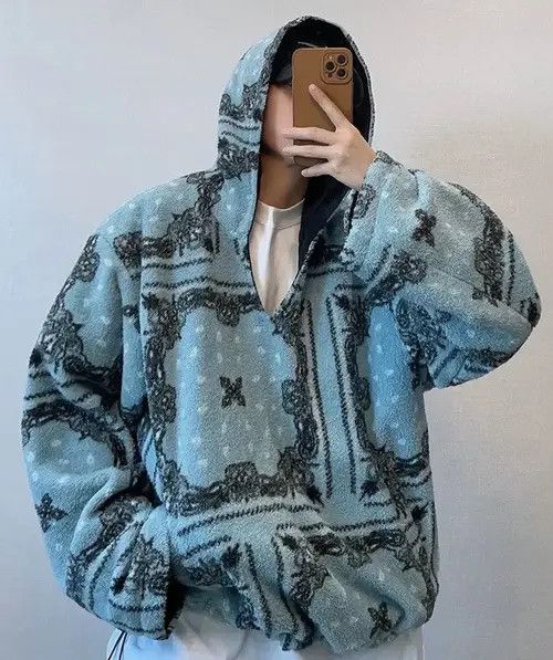 VIBE Retro punk paisley reversible fleece hoodie windbreaker Size US M / EU 48-50 / 2 - 7 Thumbnail