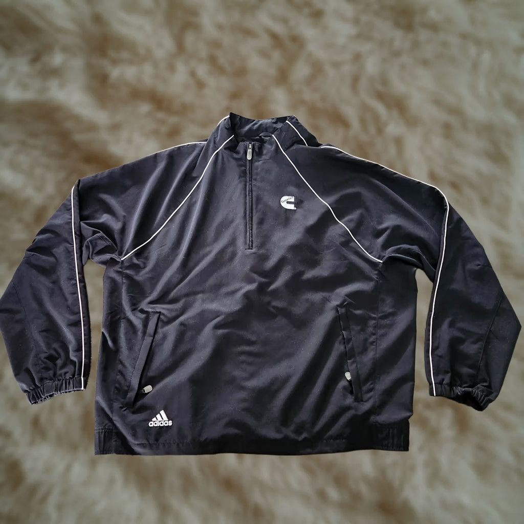 Adidas VINTAGE Cummins Adidas Mens XL 1/4 Zip Pullover Windbreaker Coat Black Mock Neck Long Sleeve Lightweight Sports Weather Jacket Size US XL / EU 56 / 4 - 1 Thumbnail