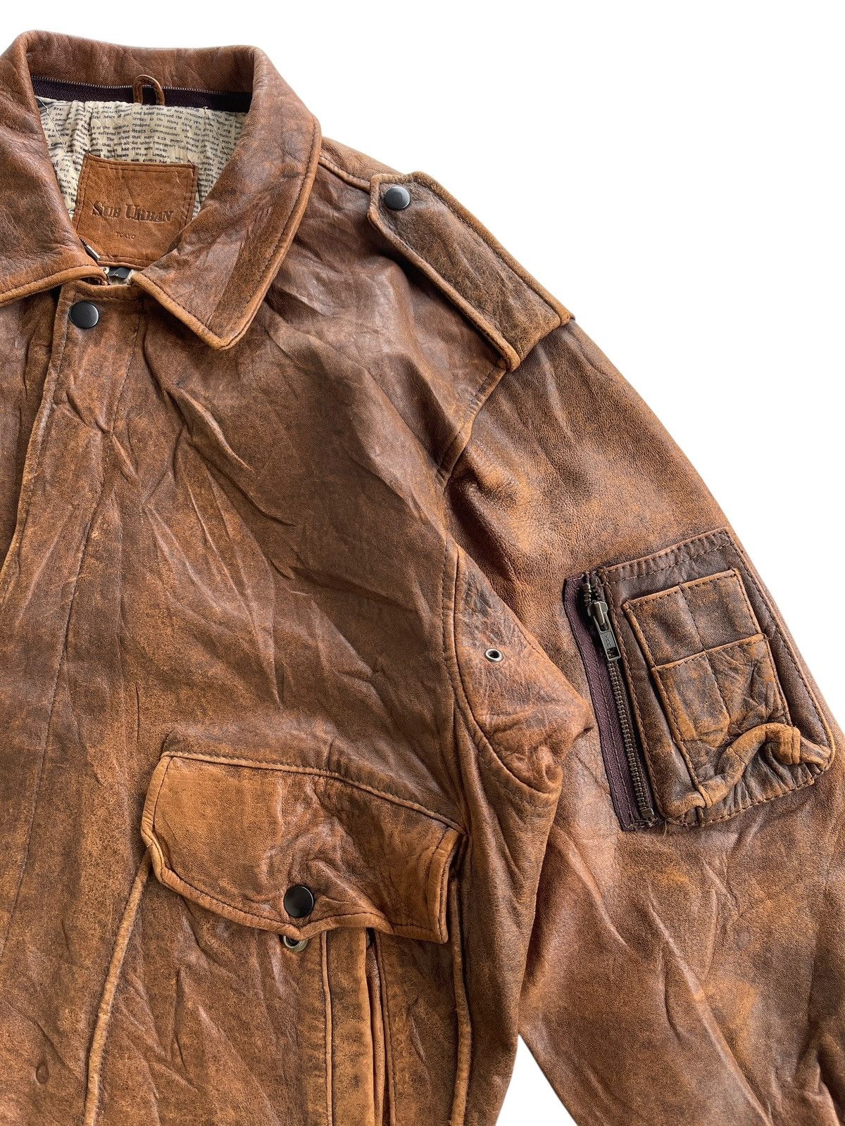 Japanese Brand Sub Urban Sheepskin Leather Jacket Size US L / EU 52-54 / 3 - 11 Thumbnail