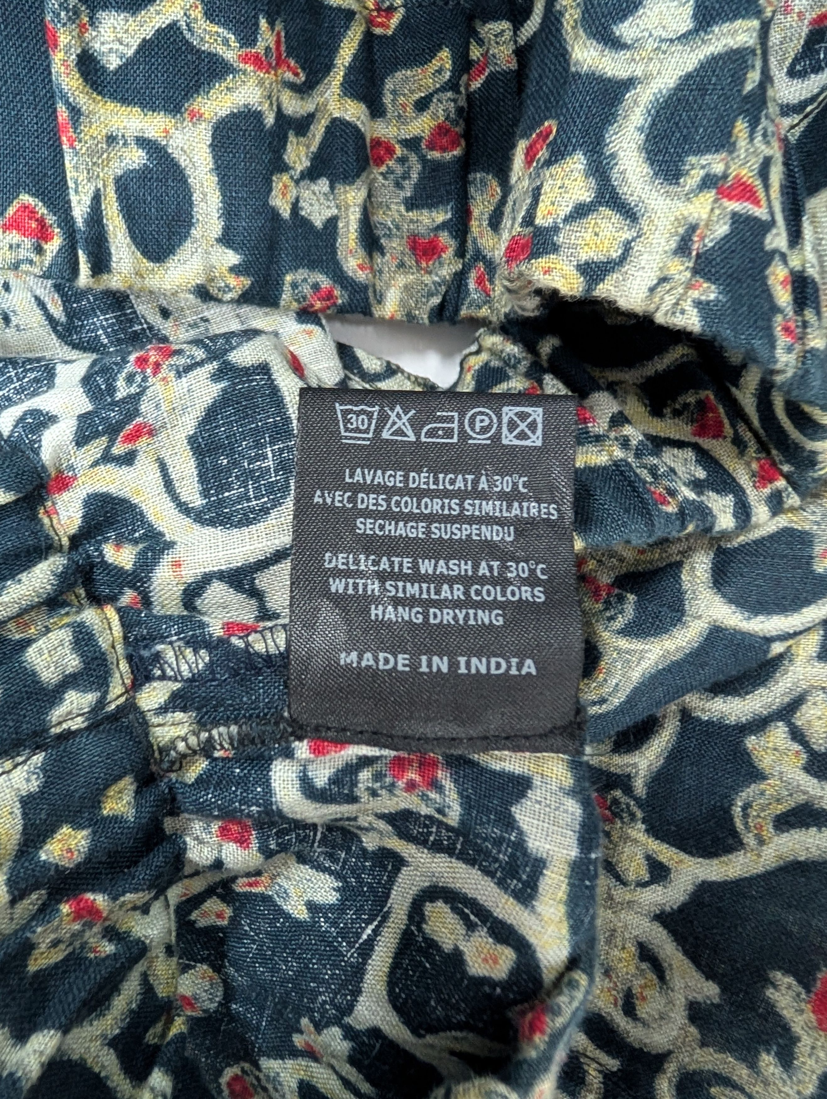 Isabel Marant Etoile Dark Blue Overall Printed Linen Skirt With Ruffle Ends Size 26" / US 2 / IT 38 - 5 Thumbnail