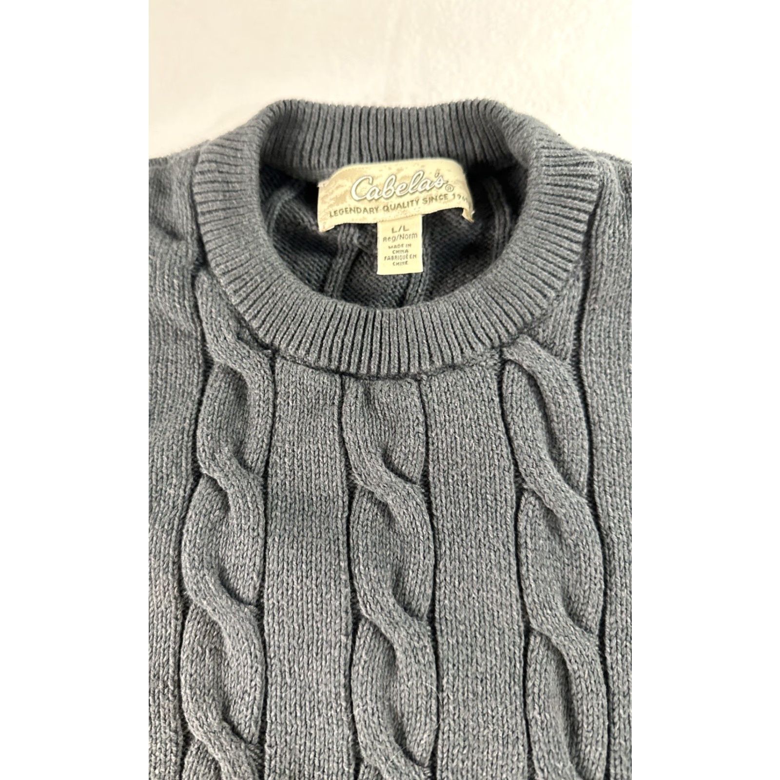 Vintage Cabela’s Cable Knit Sweater Gray Crewneck Heavy Knit Mens Large Regular Knit Pullover Casual Winter Fall Womens Mens? Size US L / EU 52-54 / 3 - 3 Thumbnail