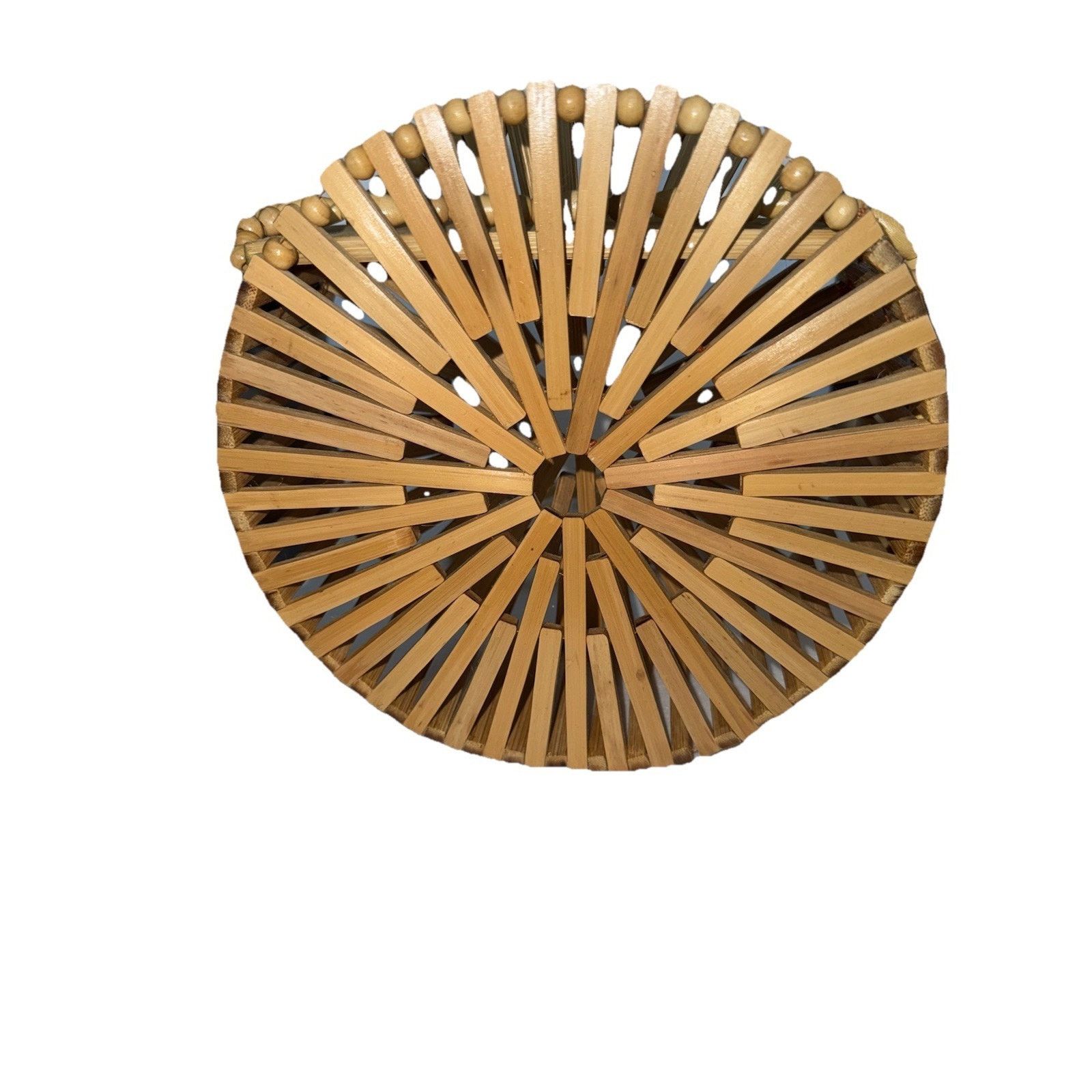 The Unbranded Brand Handmade Bamboo Open Slats Cylinder Purse 8in Shoulder Strap Size ONE SIZE - 3 Thumbnail