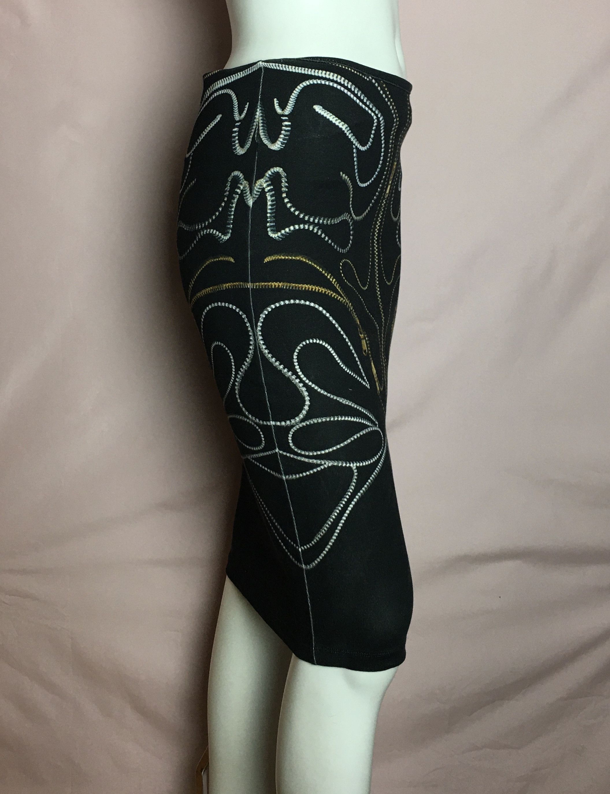 Alexander McQueen Alexander McQueen Vintage Zipper Print Stretch Skirt Size L Size 32" / US 10 / IT 46 - 4 Thumbnail