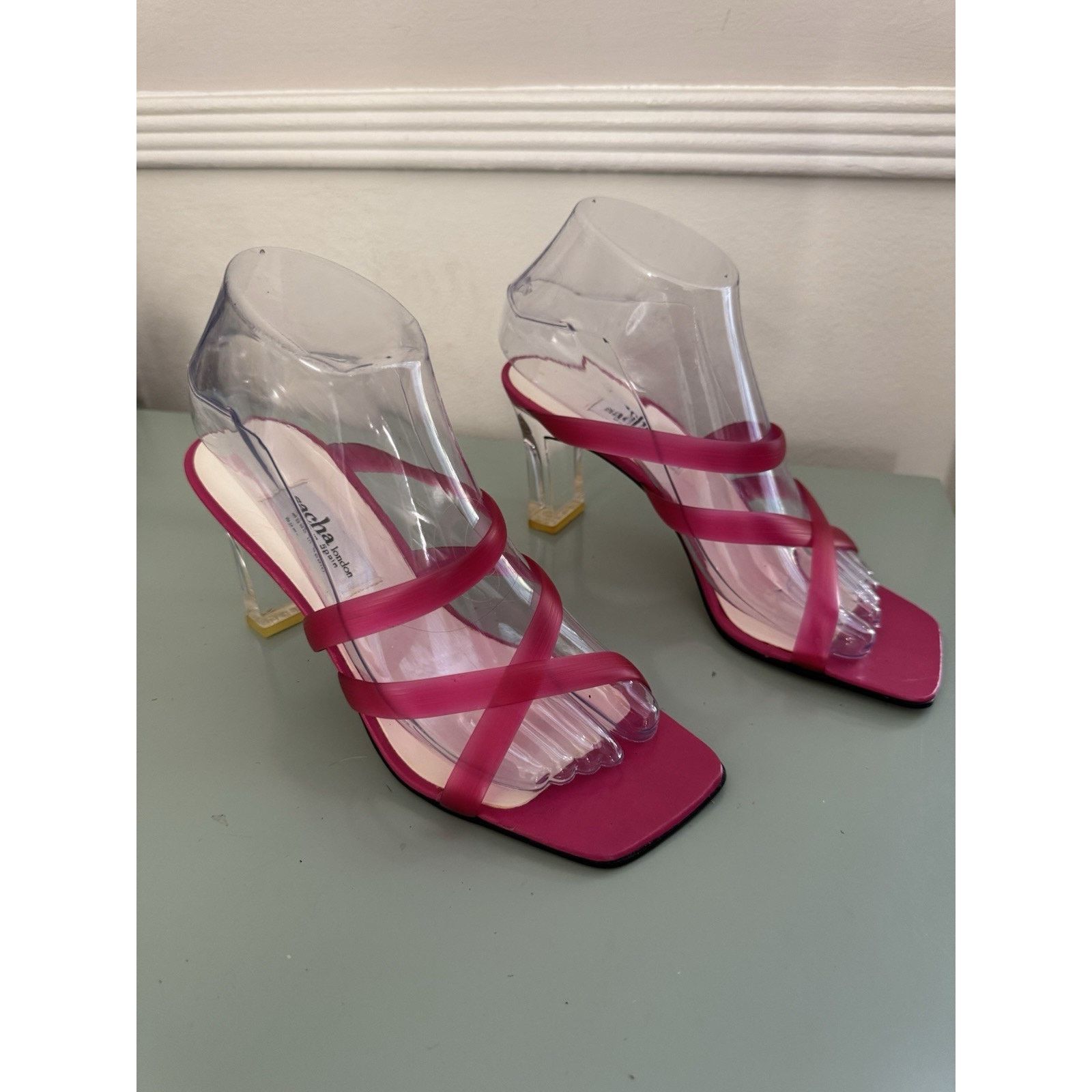 Vintage Vintage Sacha London Hot Pink Jelly Lucite Heel Y2K Sz 7.5 Size US 7.5 / IT 37.5 - 1 Thumbnail