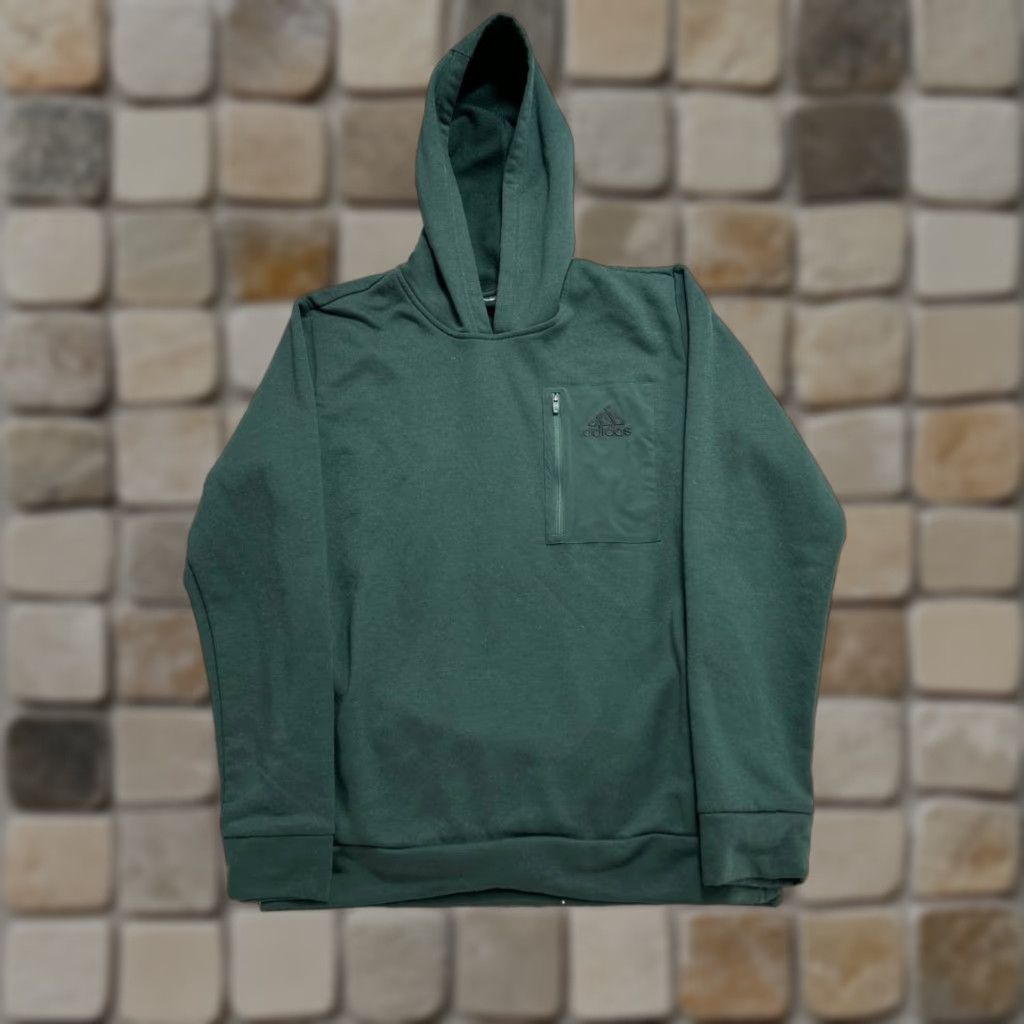 Adidas Adidas Pocket Hoodie Mens M Green Fleece Lined Embroidered Logo Moisture Wicking Hoodie Mens Size US M / EU 48-50 / 2 - 1 Thumbnail
