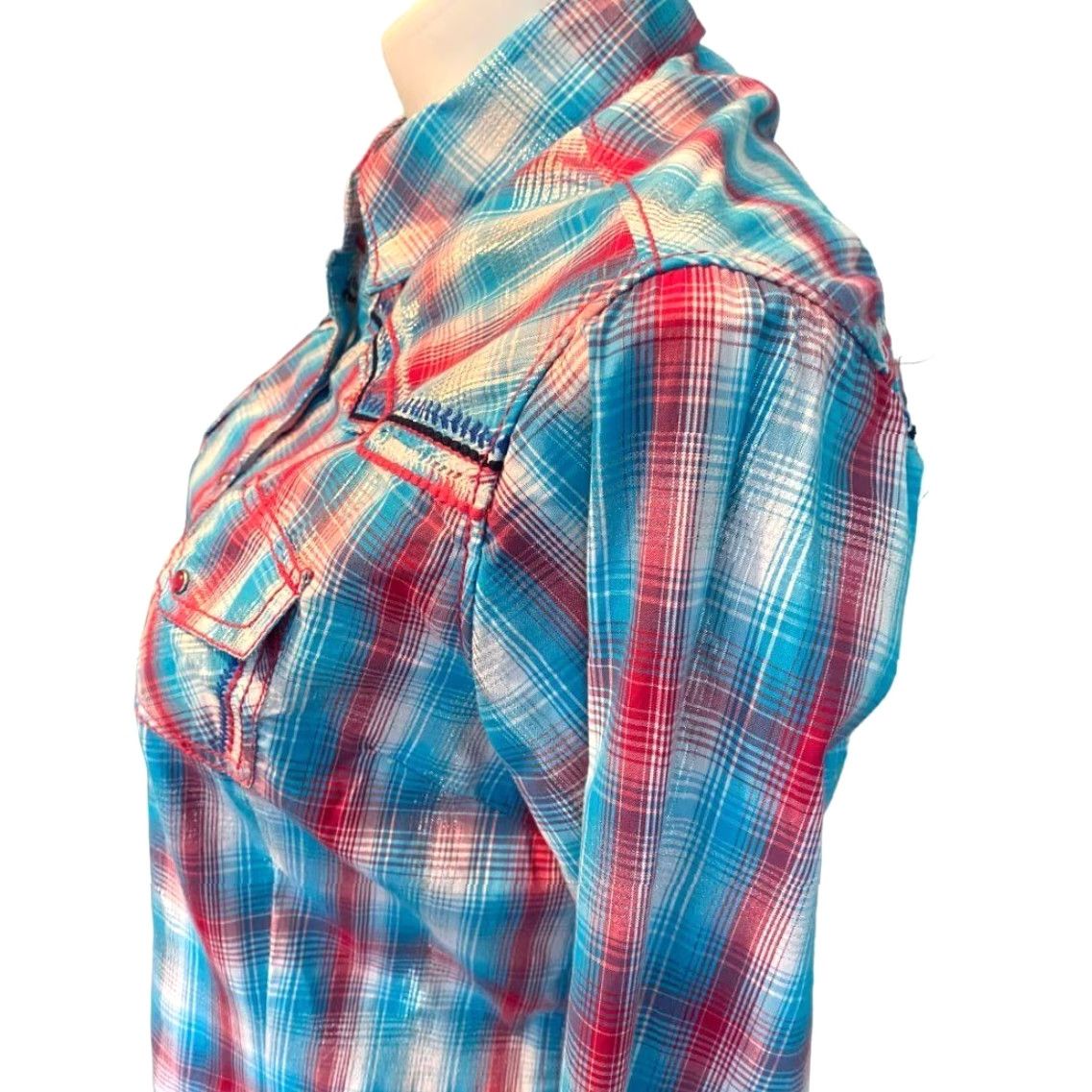 Ariat XXL Ariat Women's Plaid Western Snap Front Shirt Rockabilly Metallic Accent Shirt Size XXL / US 16-18 / IT 52-54 - 5 Thumbnail