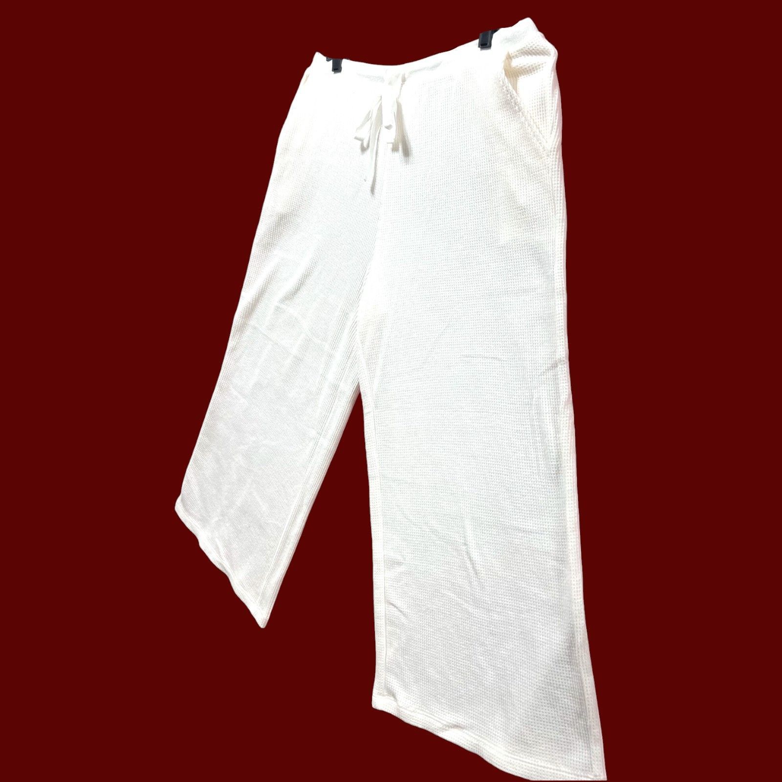 Other Stars Above - Women's Heavy Waffle Pants - White - Large Size 36" / US 14 / IT 50 - 14 Thumbnail