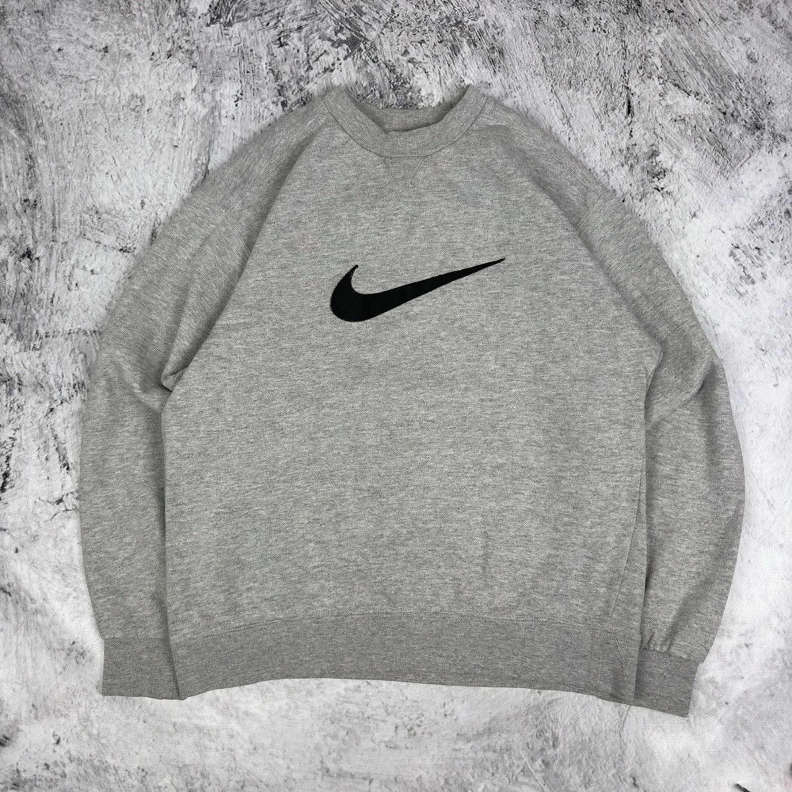 Nike Nike Men's Heather Gray Swoosh Fleece Pullover Sweatshirt S Size US S / EU 44-46 / 1 - 2 Thumbnail