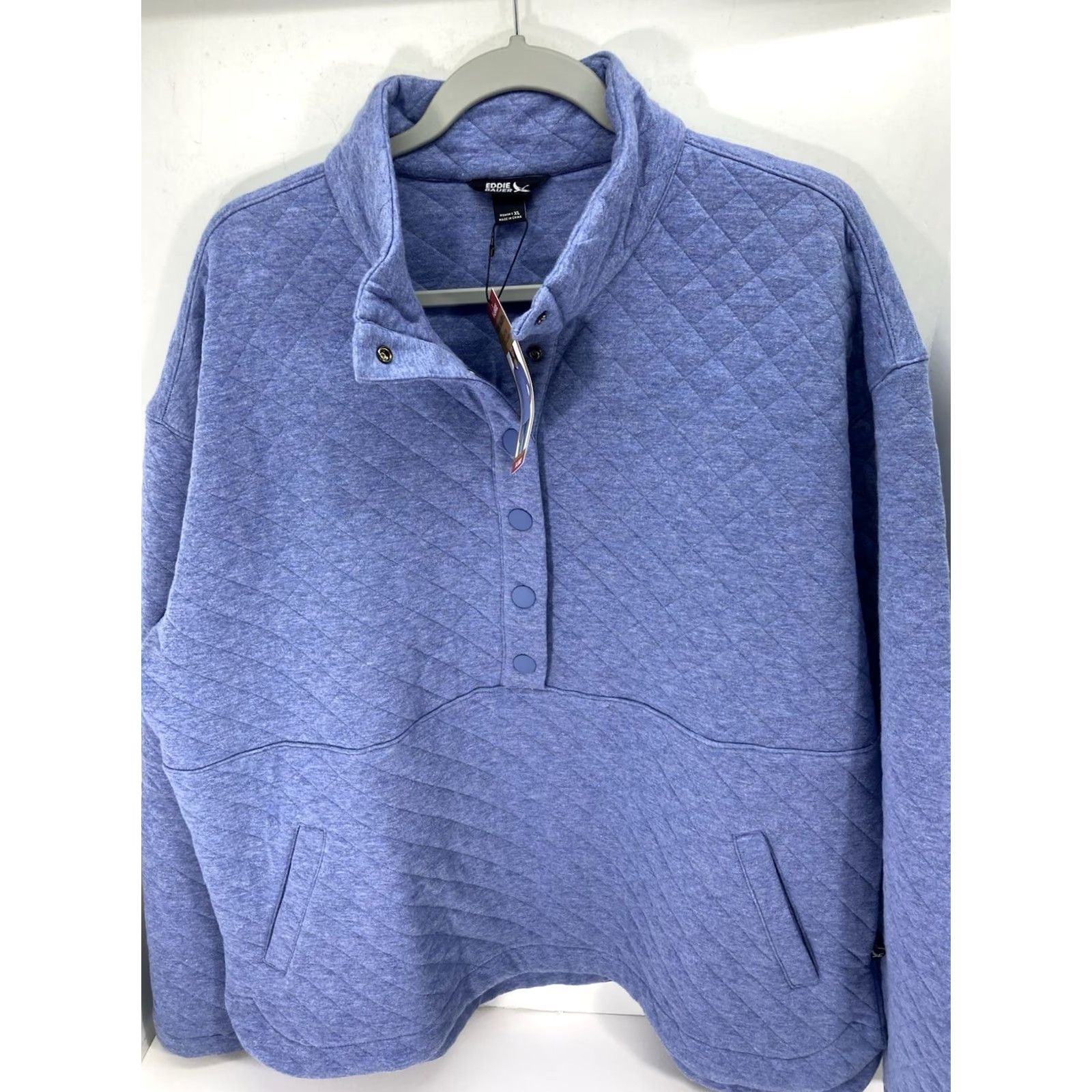 Eddie Bauer VINTAGE Eddie Bauer Quilted Sweater Women XL Blue Long Sleeve Pullover Cotton Blend Mens Size XL / US 12-14 / IT 48-50 - 2 Thumbnail