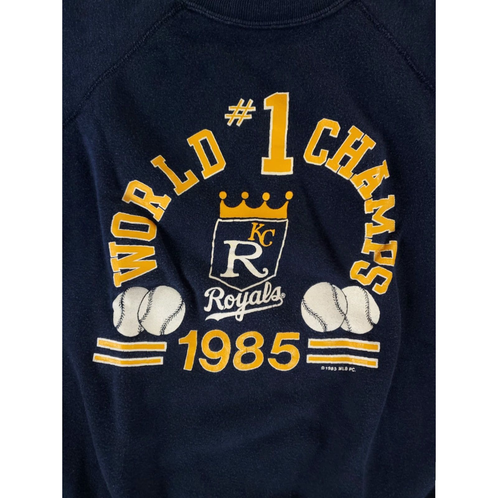 Vintage VINTAGE Kansas City Royals Sweatshirt 80s 1985 World Series Blue Mens L Shrunk Shirt Size US M / EU 48-50 / 2 - 2 Thumbnail