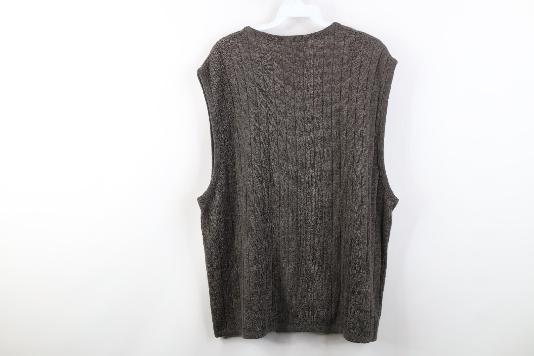 Vintage Vintage 90s Streetwear Linen Blend Ribbed Knit Sweater Vest Size US L / EU 52-54 / 3 - 6 Thumbnail