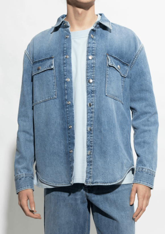 Bottega Veneta o1loc1c0825 754704 Vintage Medium Indigo Denim Shirt in Blue Size US S / EU 44-46 / 1 - 3 Thumbnail