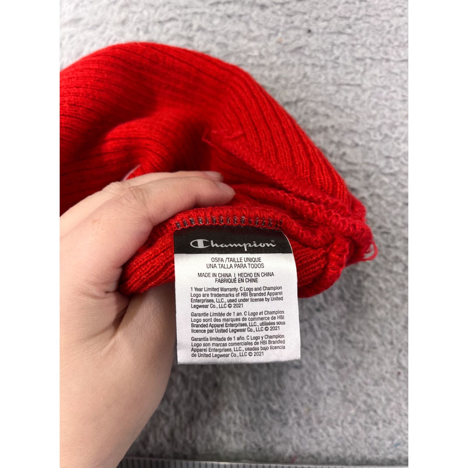 Champion Champion Beanie Headwear Adult One Size Red Knit 100% Acrylic Shirt? Size ONE SIZE - 6 Thumbnail