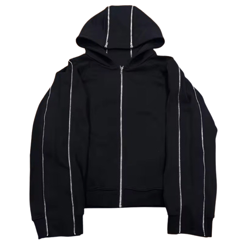 Other Fashion Punk Y2K Grunge Dark Gothic Zipper Pocket Hoodies Size US M / EU 48-50 / 2 - 1 Thumbnail
