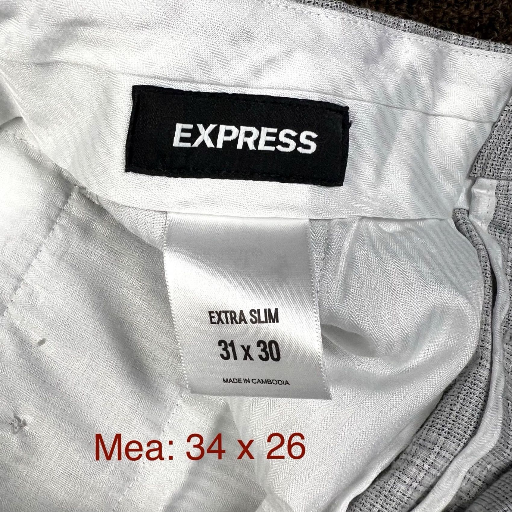 Express Express Dress Pants Mens 34 X 26 Producer Straight Leg Gray Plaid Flat Front Pants Size US 34 / EU 50 - 2 Thumbnail