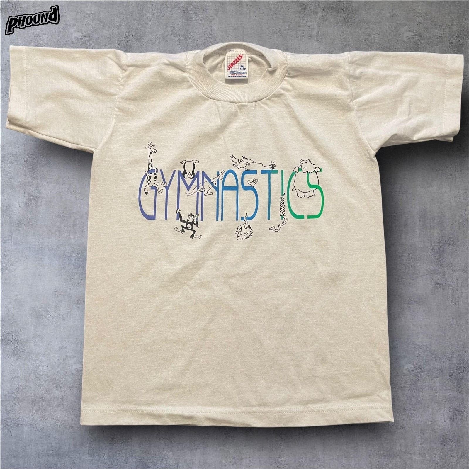 Jerzees Vtg Gymnastics Shirt Youth Medium 10-12 White Cartoon Animal Size US XXS / EU 40 - 1 Thumbnail
