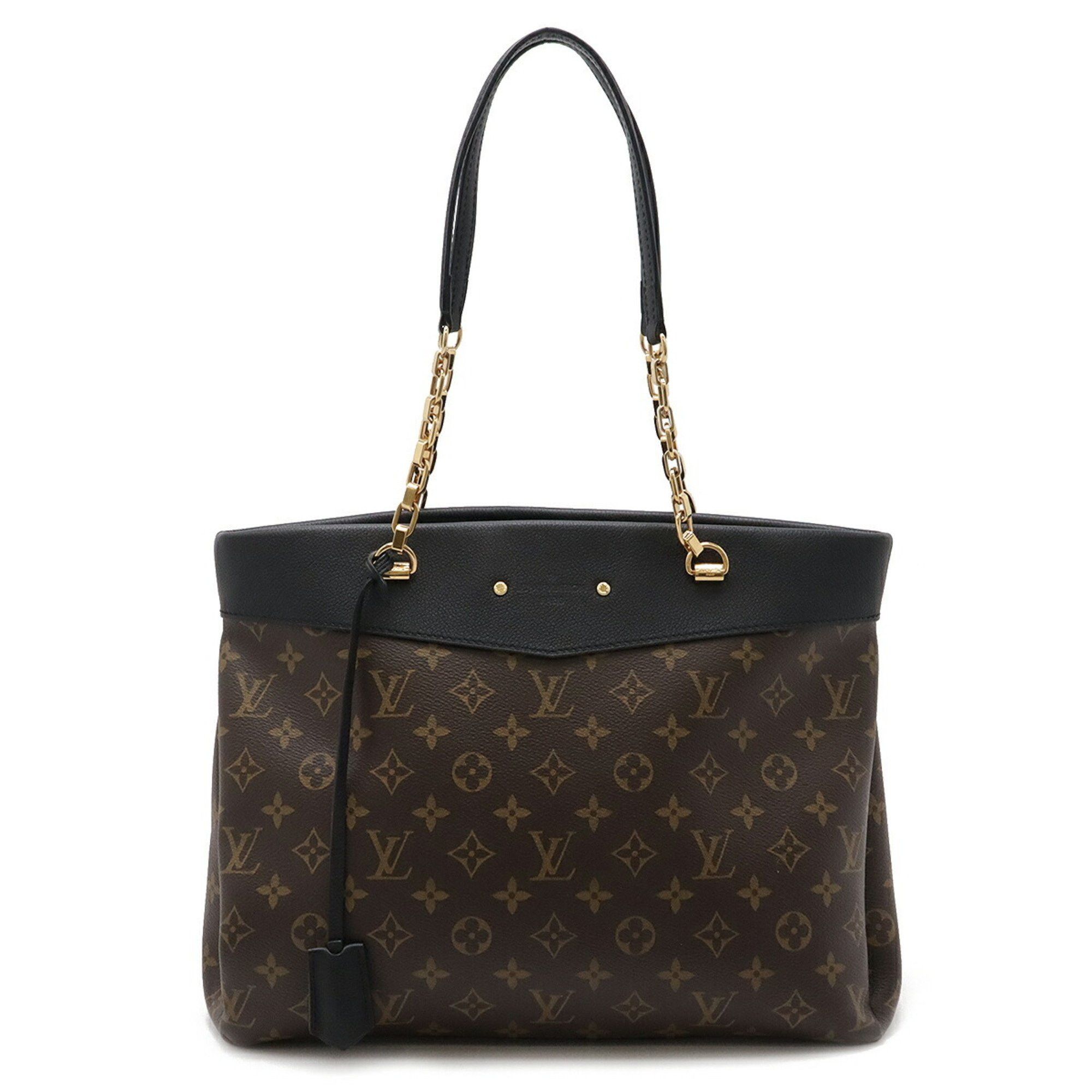 Louis Vuitton Monogram Pallas Shopper Tote Bag Chain Shoulder Noir Black M51198, Women's