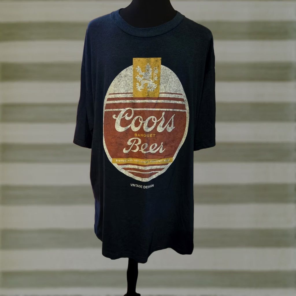Vintage Coors Banquet Beer Classic Retro Logo Men's T-Shirt Blue 4XLT Graphic Tee Short Sleeve Crew Neck 100% Cotton Size US XXL / EU 58 / 5 - 1 Thumbnail