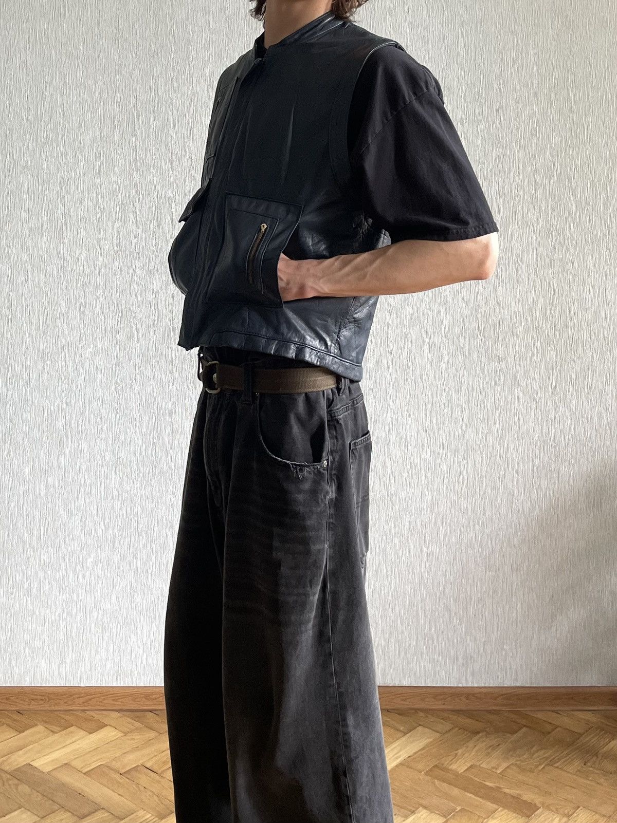 Vintage Leather Vest: 1980s Iron Areitio Zipper & Main Plastic Diana Size US L / EU 52-54 / 3 - 6 Thumbnail