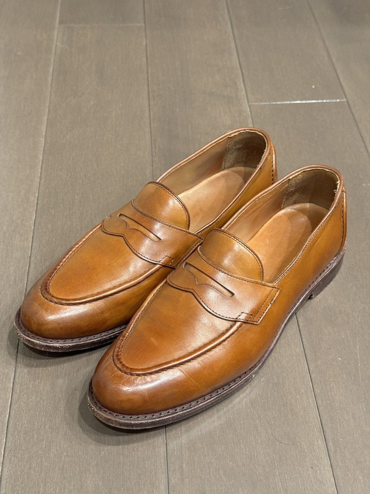 Singleton Tan Calf Skin Penny Loafers