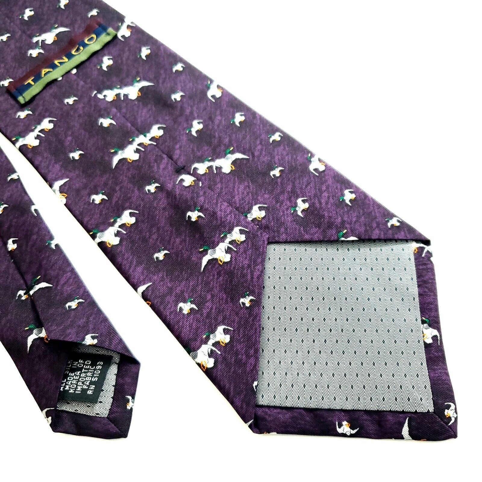 Designer Tango Novelty Mallard Print Purple Short Wide Silk Tie Size ONE SIZE - 5 Thumbnail