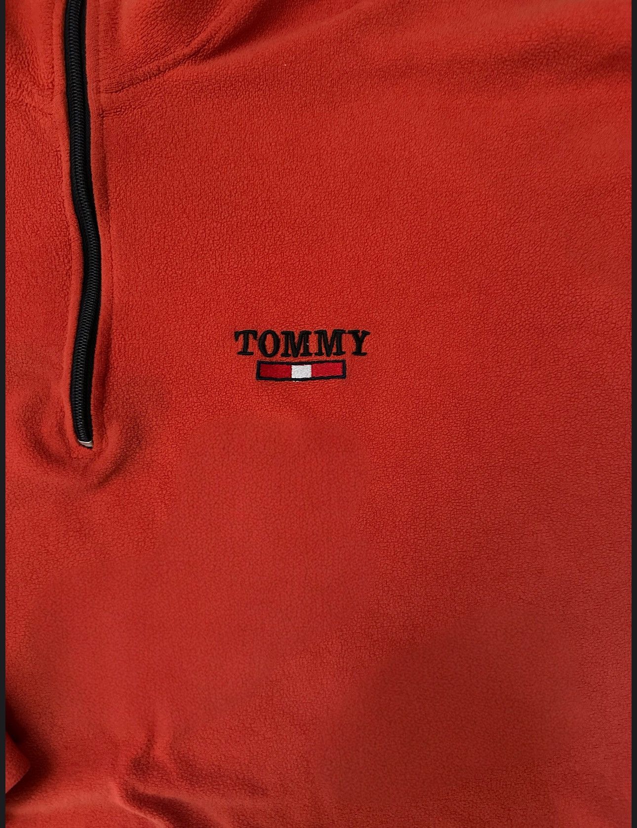 Tommy Hilfiger Vintage 90s Tommy Hilfiger Orange Fleece Cozy Zip Up Sweater Size US L / EU 52-54 / 3 - 2 Thumbnail