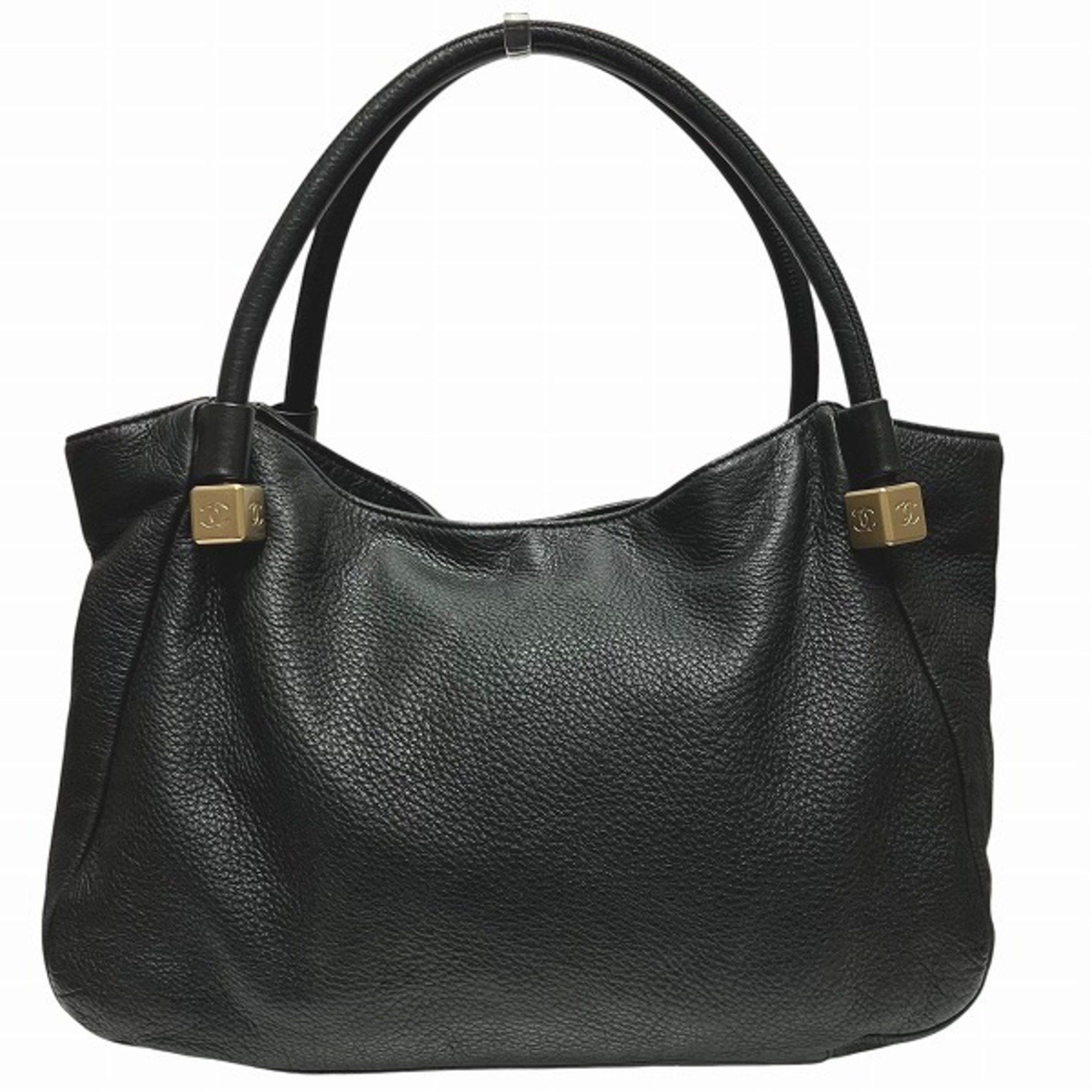 Chanel Coco Cube Calf Leather Bag Tote Shoulder Women's in Black