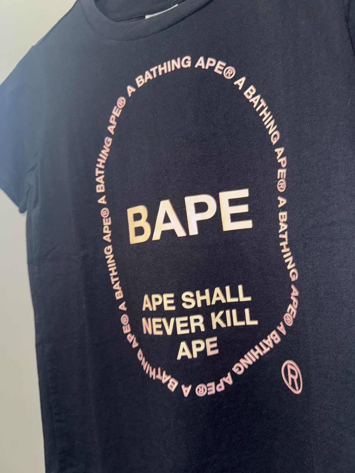 Bape Bape black tee with baby pink A Bathing Ape logo written Size XS / US 0-2 / IT 36-38 - 2 Thumbnail