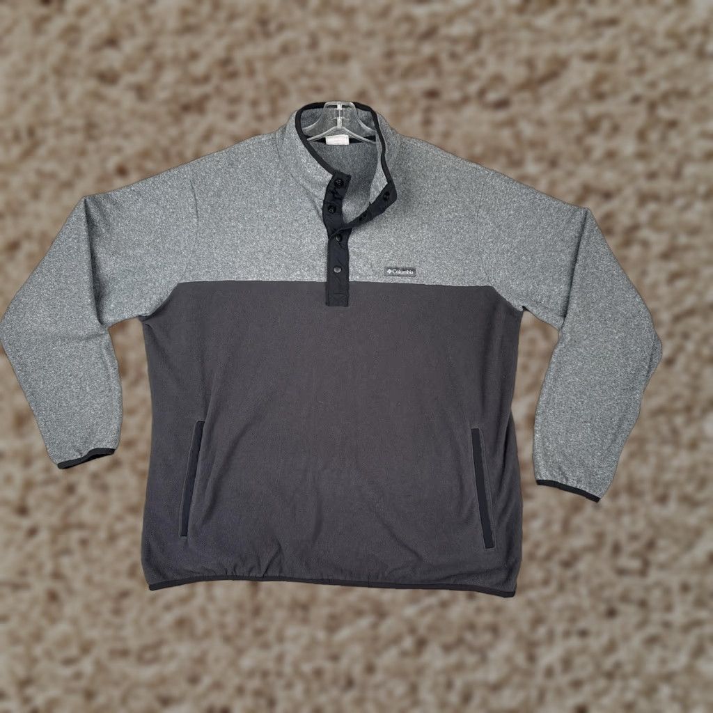 Black Halo Columbia Fleece Pullover Mens XL Gray Black Colorblock Pockets Mock Neck Half Snap XM0671 Sweatshirt Outdoor Winter Size US XL / EU 56 / 4 - 1 Thumbnail