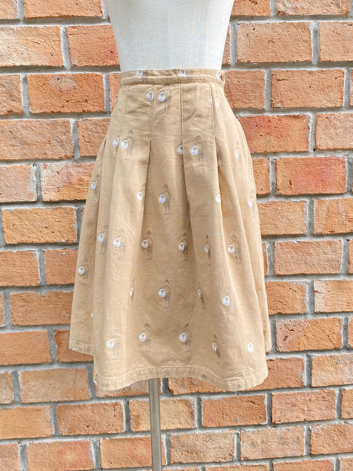 Ne-Net Né-net Beige A-Line Skirt with Embroidered Figure Pattern Size 26" / US 2 / IT 38 - 3 Thumbnail