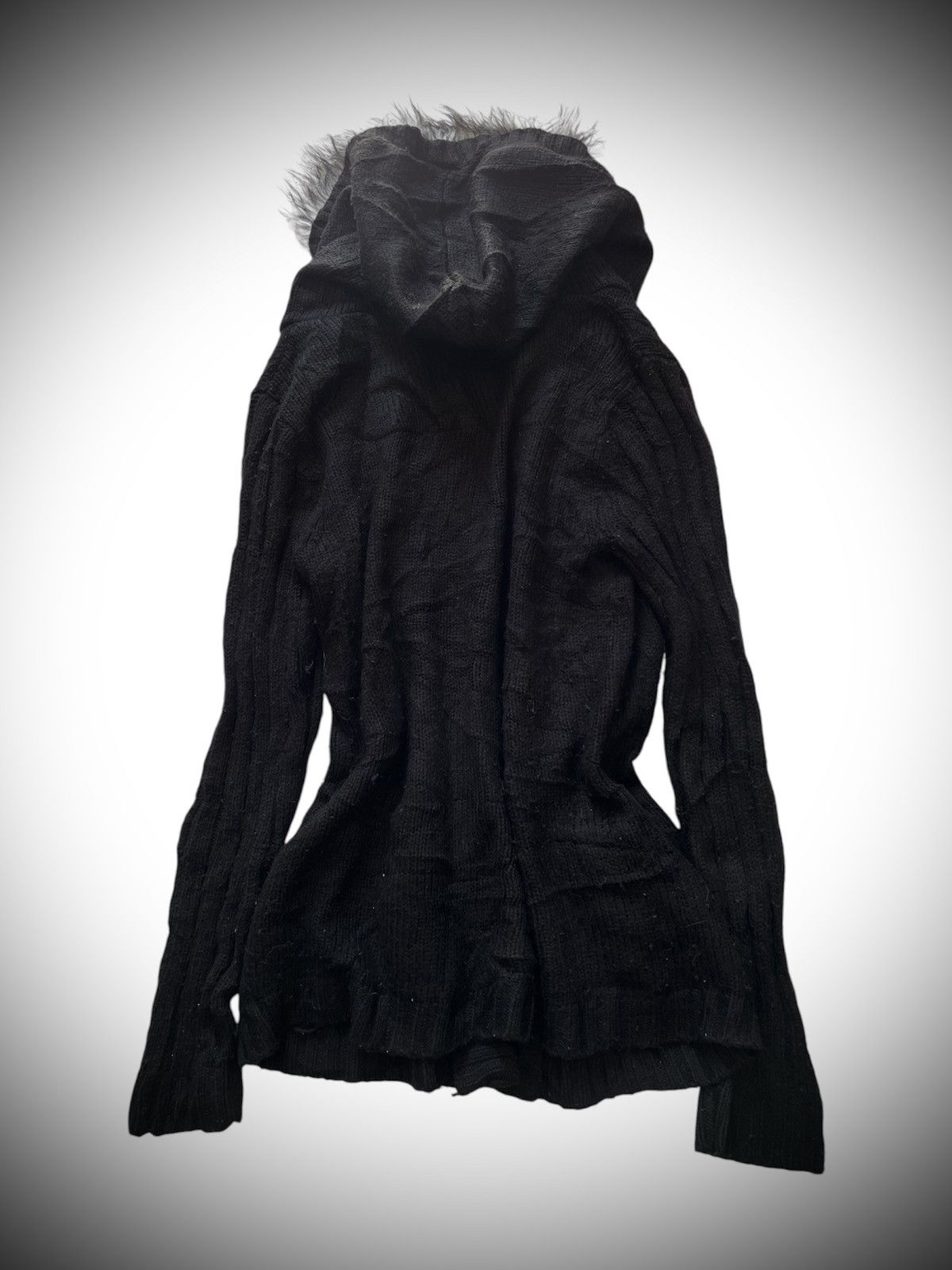 Le Grande Bleu (L.G.B.) Japanese semanticdesign fur cable knit hoodie Size US M / EU 48-50 / 2 - 2 Thumbnail