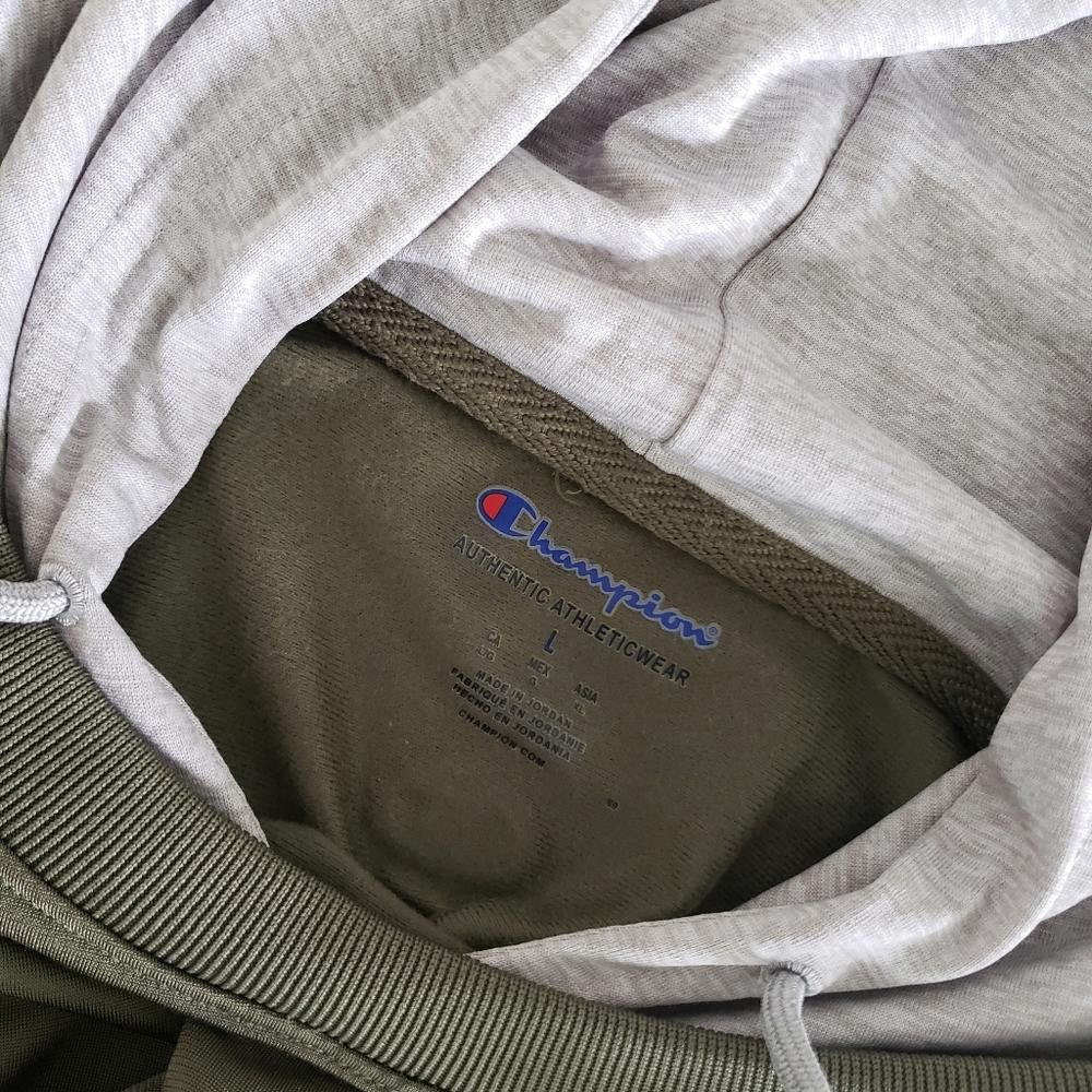 Champion Olive Grey Champion Hoodie Long Sleeve Size US L / EU 52-54 / 3 - 3 Thumbnail