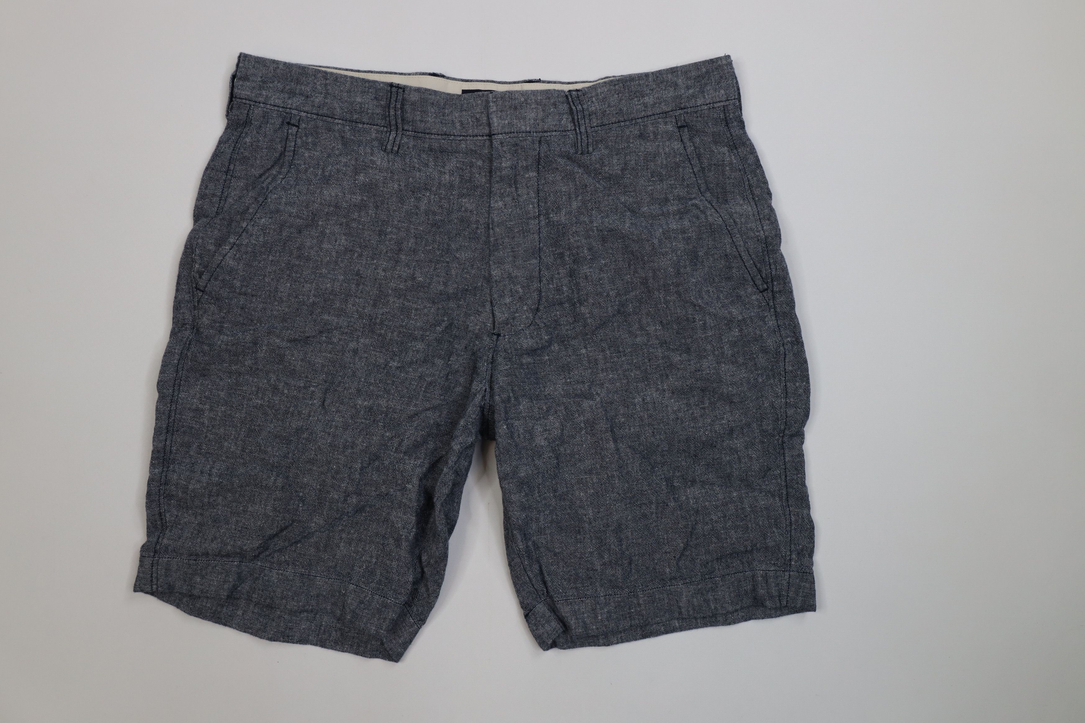 J.Crew J Crew Linen Blend Chambray Above Knee Chino Shorts Blue 9 Size US 31 - 1 Thumbnail