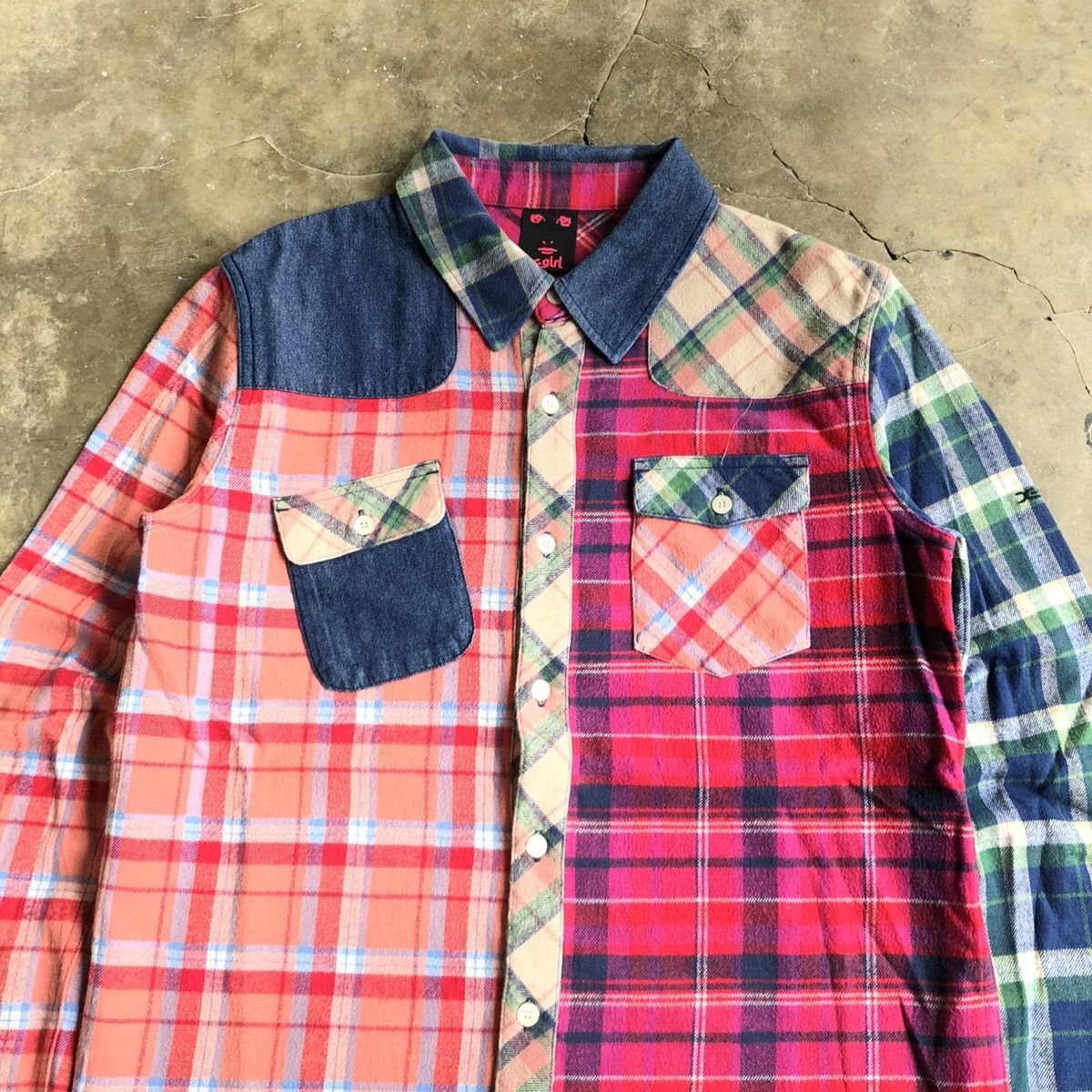 Hysteric Glamour 2000s X-girl Patchwork Double Pocket Button Up Shirt Size US M / EU 48-50 / 2 - 2 Thumbnail