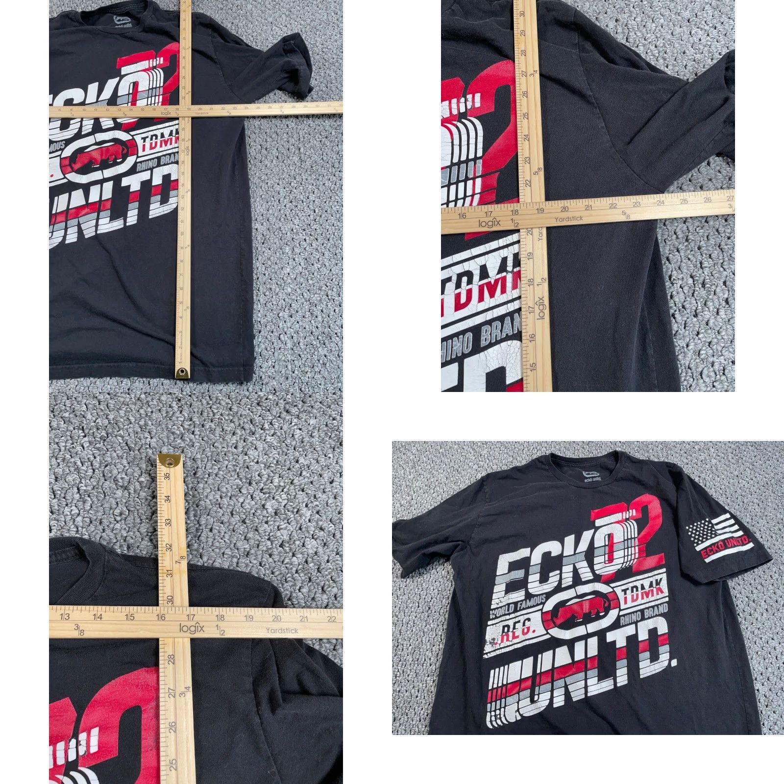 Ecko Unltd. Ecko Unltd Distressed Big Print T-Shirt Adult 2XB Black American Flag Streetwear Size US XXL / EU 58 / 5 - 8 Thumbnail
