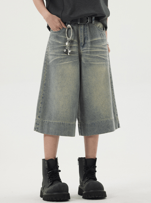 Japanese Brand × Jean American retro washed loose distressed denim shorts Size US 32 / EU 48 - 3 Thumbnail