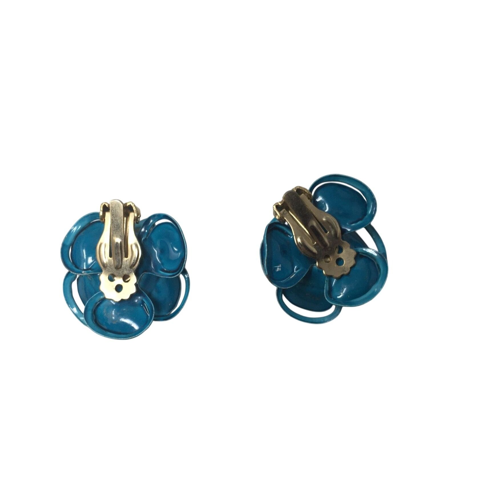 Other Women's Beautiful Gold Tone and Blue Flower Clip On Earrings Size ONE SIZE - 4 Thumbnail