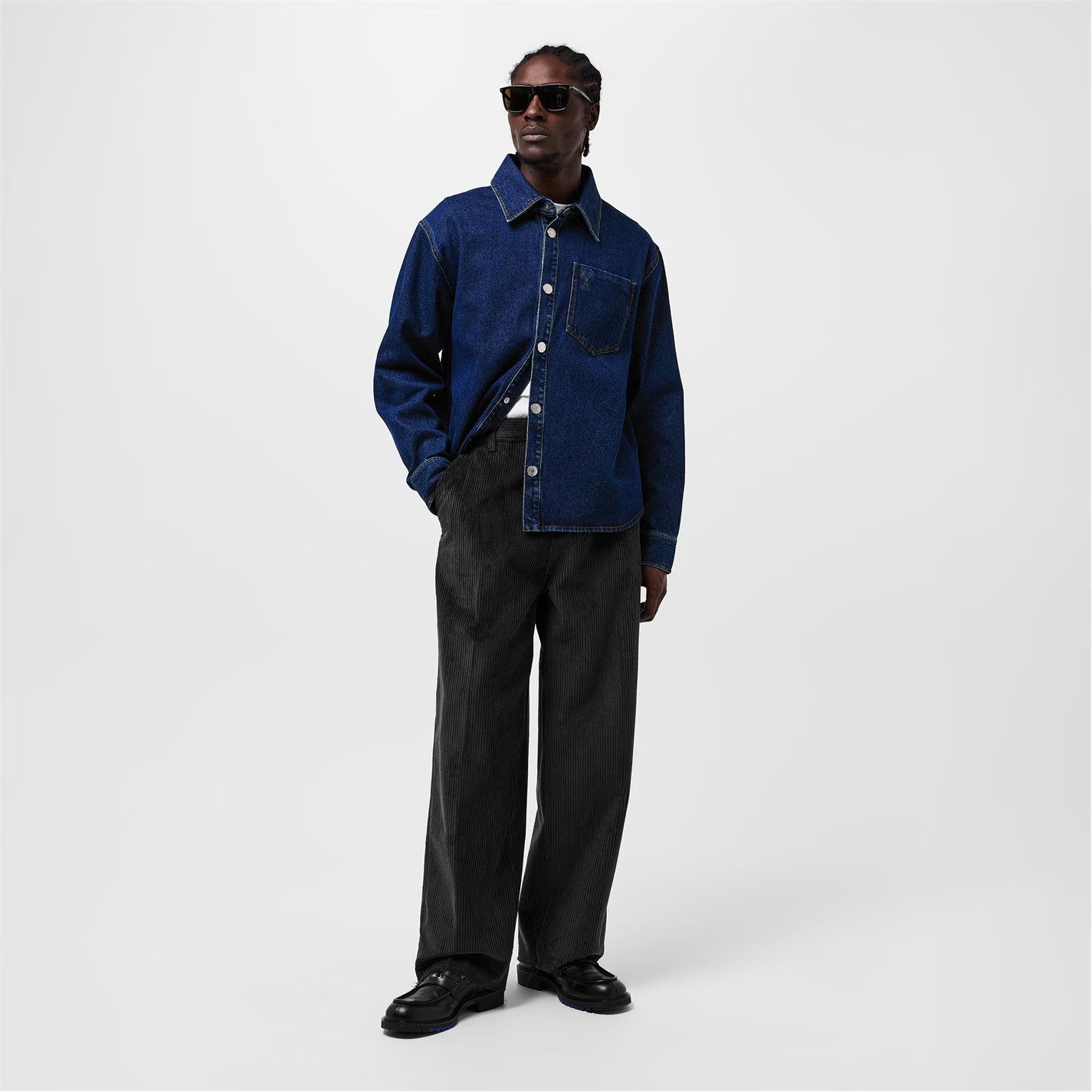 AMI o1g2r1mq0326 Textured Straight Leg Trousers in Anthracite Size US 32 / EU 48 - 6 Thumbnail