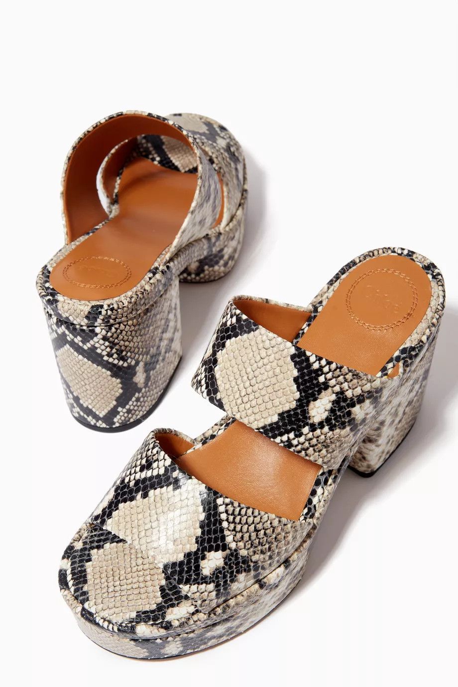 Chloe o1y0825 Leather Square Heel Mules in Beige/Black Size US 7 / IT 37 - 4 Thumbnail