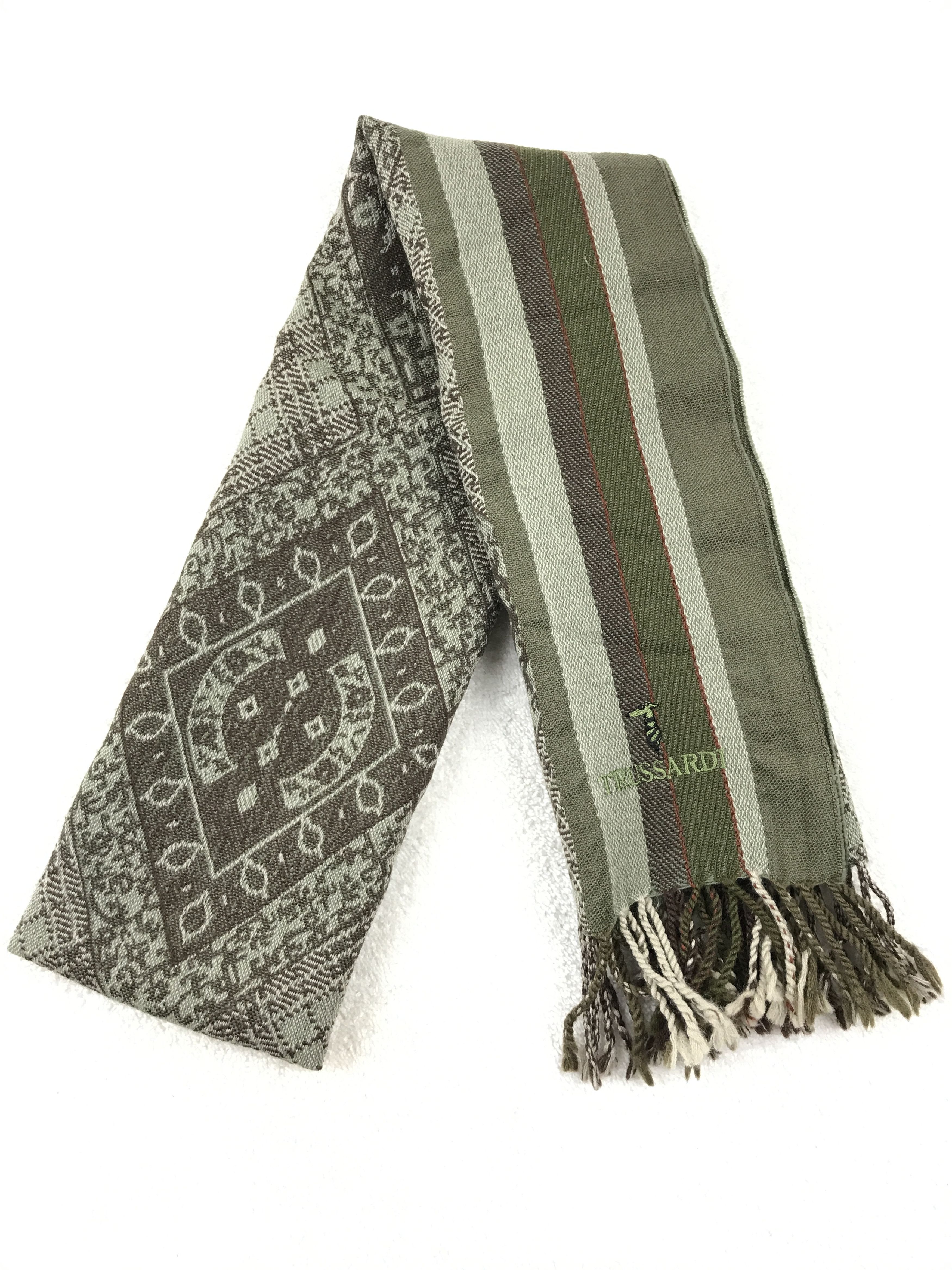 Designer × Trussardi × Vintage Vintage Trussardi Scarf Muffler Wool Cashmere Size ONE SIZE - 5 Thumbnail