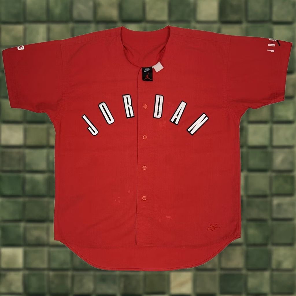 Nike VINTAGE Nike Air Jordan Spellout Logo Baseball Jersey & Matching Shorts Set XL/L Size US XL / EU 56 / 4 - 1 Thumbnail