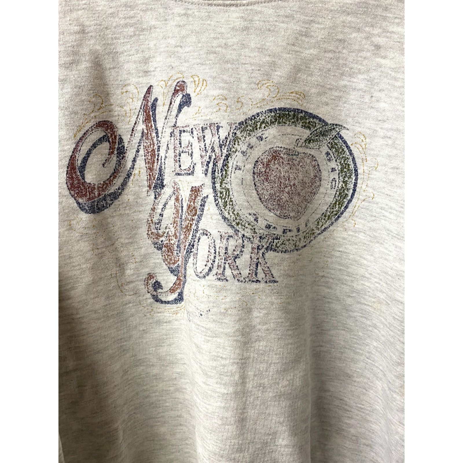 Apple VINTAGE 90s APPLE Sweatshirt Gray L Cotton Blend Grunge Distressed Thrashed Big Apple New York Mens Size US L / EU 52-54 / 3 - 2 Thumbnail
