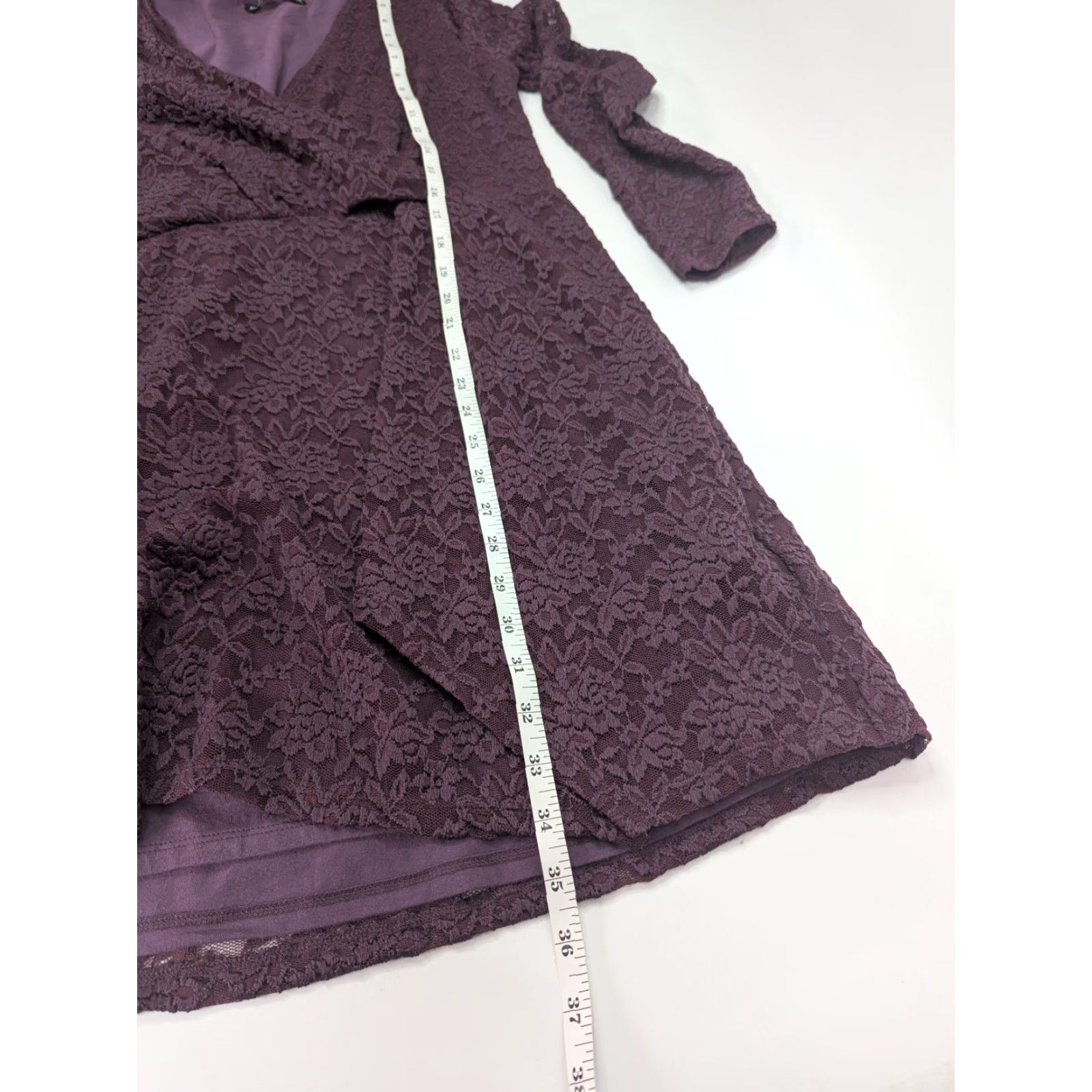 Abercrombie & Fitch Abercrombie & Fitch Purple Lace Dress Women Size Medium Long Sleeve V-Neck Wrap Dress A-Line Mini Casual Party/Cocktail Womens Size M / US 6-8 / IT 42-44 - 6 Thumbnail