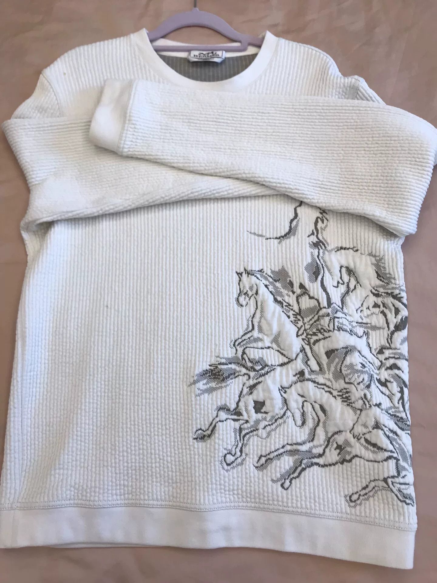 Hermes Hermes Unisex Gray White Knit Sweater Size US XL / EU 56 / 4 - 1 Thumbnail