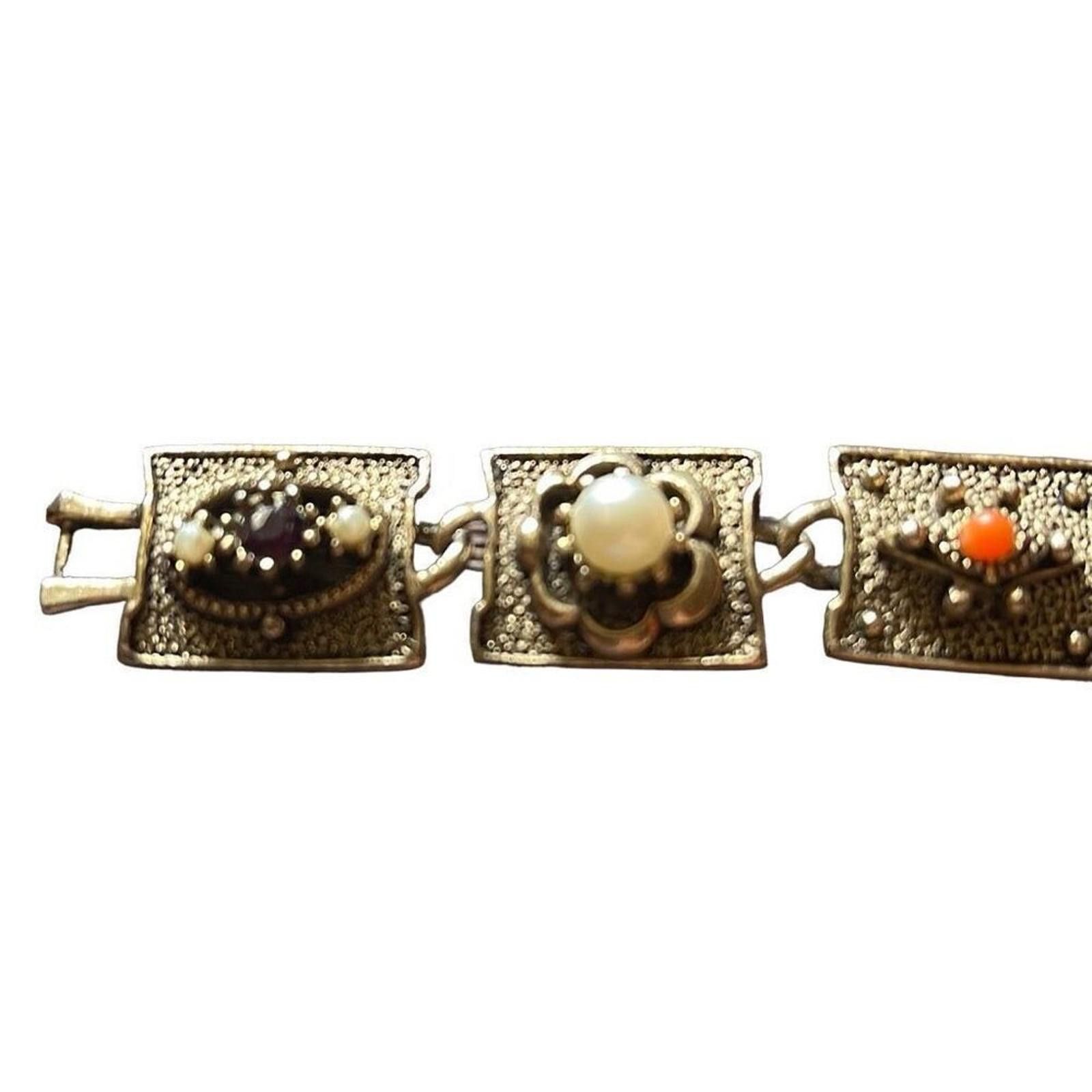 Designer Vintage signed Merique art neveau bracelet 7 inches Size ONE SIZE - 5 Thumbnail