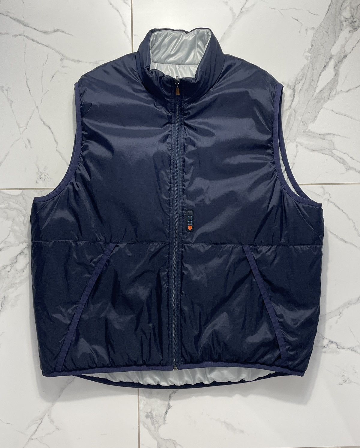 Nike Vintage Nike 90’s Nylon Vest Two-Sided Silver Navy Blue Size US XL / EU 56 / 4 - 4 Thumbnail